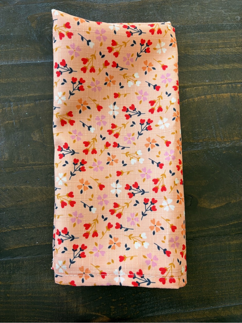 Set of 8 Peach Floral Cotton Napkins